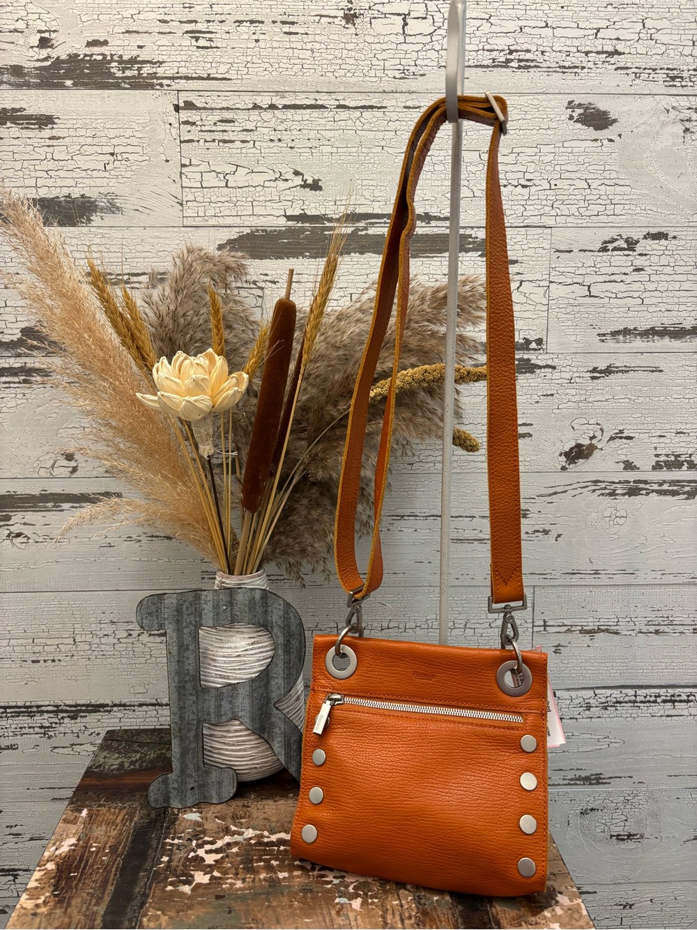 Hammitt Pebbled Leather Tony Crossbody in Burnt Orange